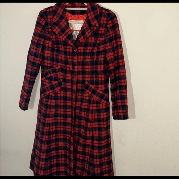 VINTAGE Pendleton Women's 1940's Tartan Plaid Wool Peacoat Overcoat - Picture 4 of 8
